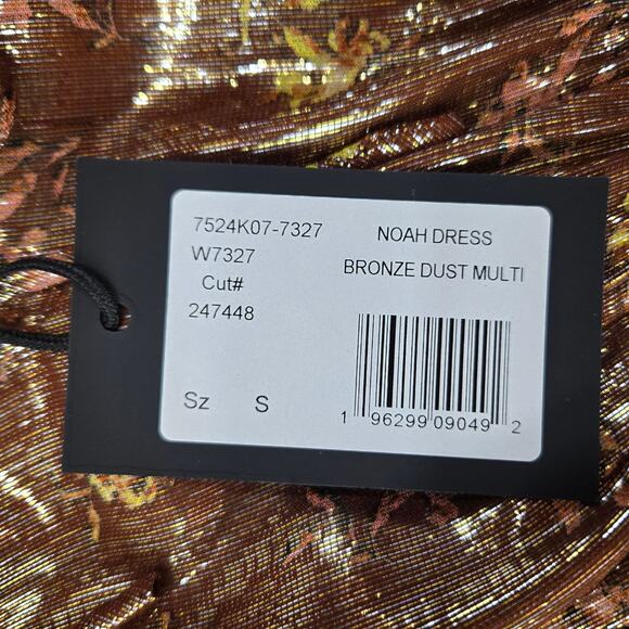 Paige Noah Metallic Silk Blend Bronze Romantic Mini Dress Size Small NWT $350 - Picture 7 of 13